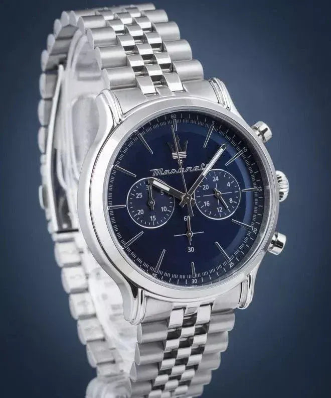 Maserati Epoca Chronograph Blue Dial Silver Steel Strap Watch For Men - R8873618024