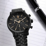 Maserati Epoca Chronograph Limited Edition Black Dial Black Steel Strap Watch For Men - R8873618020