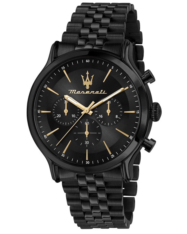 Maserati Epoca Chronograph Limited Edition Black Dial Black Steel Strap Watch For Men - R8873618020
