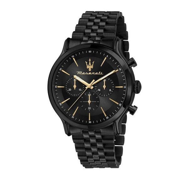 Maserati Epoca Chronograph Limited Edition Black Dial Black Steel Strap Watch For Men - R8873618020