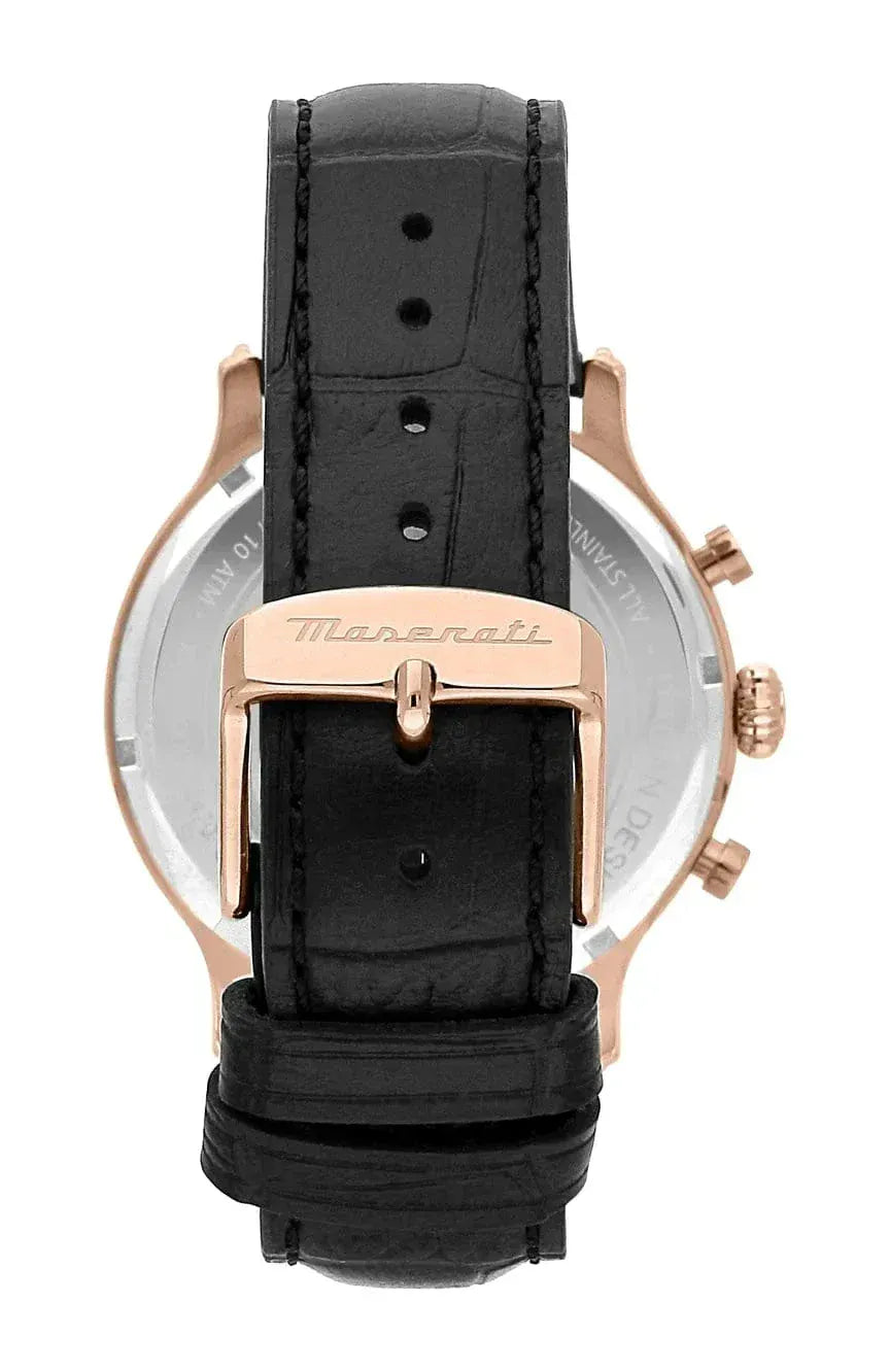 Maserati Epoca Chronograph White Dial Black Leather Strap Watch For Men - R8871618016
