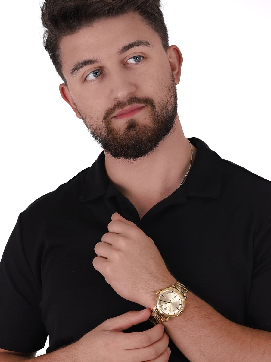 Maserati Epoca Golden Dial Golden Mesh Bracelet Watch For Men - R8853118003