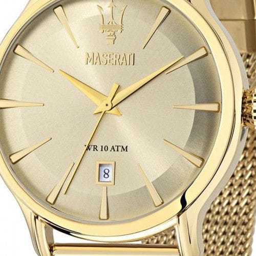 Maserati Epoca Golden Dial Golden Mesh Bracelet Watch For Men - R8853118003