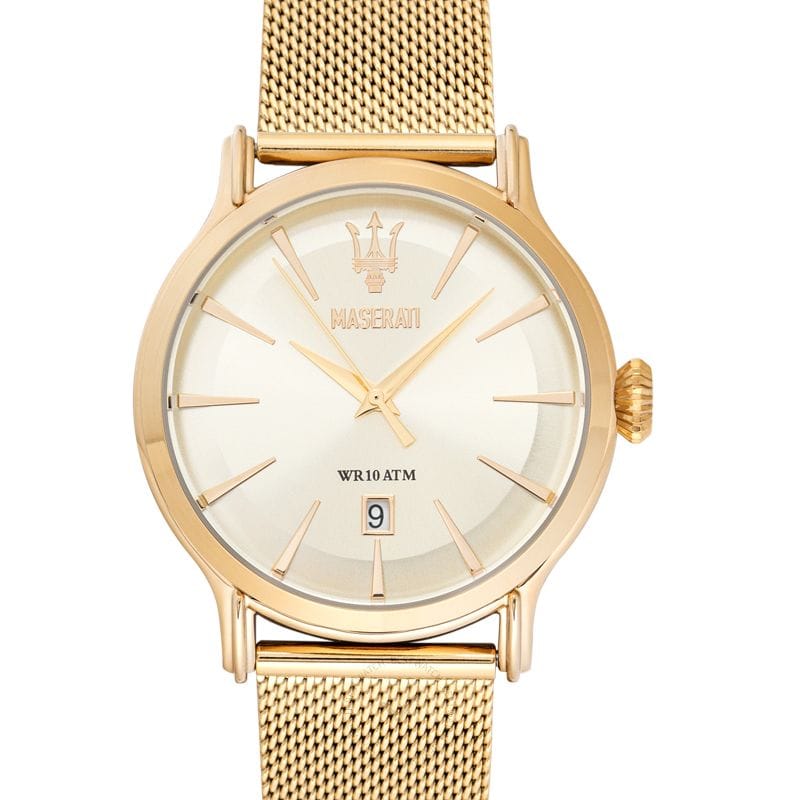 Maserati Epoca Golden Dial Golden Mesh Bracelet Watch For Men - R8853118003