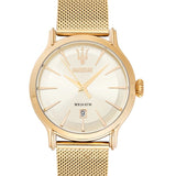 Maserati Epoca Golden Dial Golden Mesh Bracelet Watch For Men - R8853118003