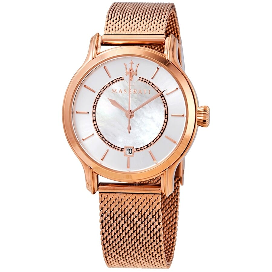 Maserati Epoca Mother of Pearl Dial Rose Gold Mesh Strap Watch For Women - R8853118506