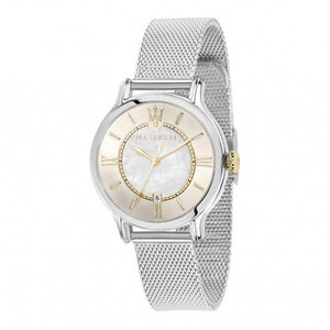 Maserati Epoca Mother of Pearl Dial Silver Mesh Strap Watch For Women - R8853118504