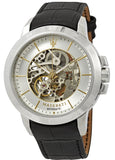 Maserati Ingegno Automatic Black Skeleton Dial Black Leather Strap Watch For Men - R8821119002