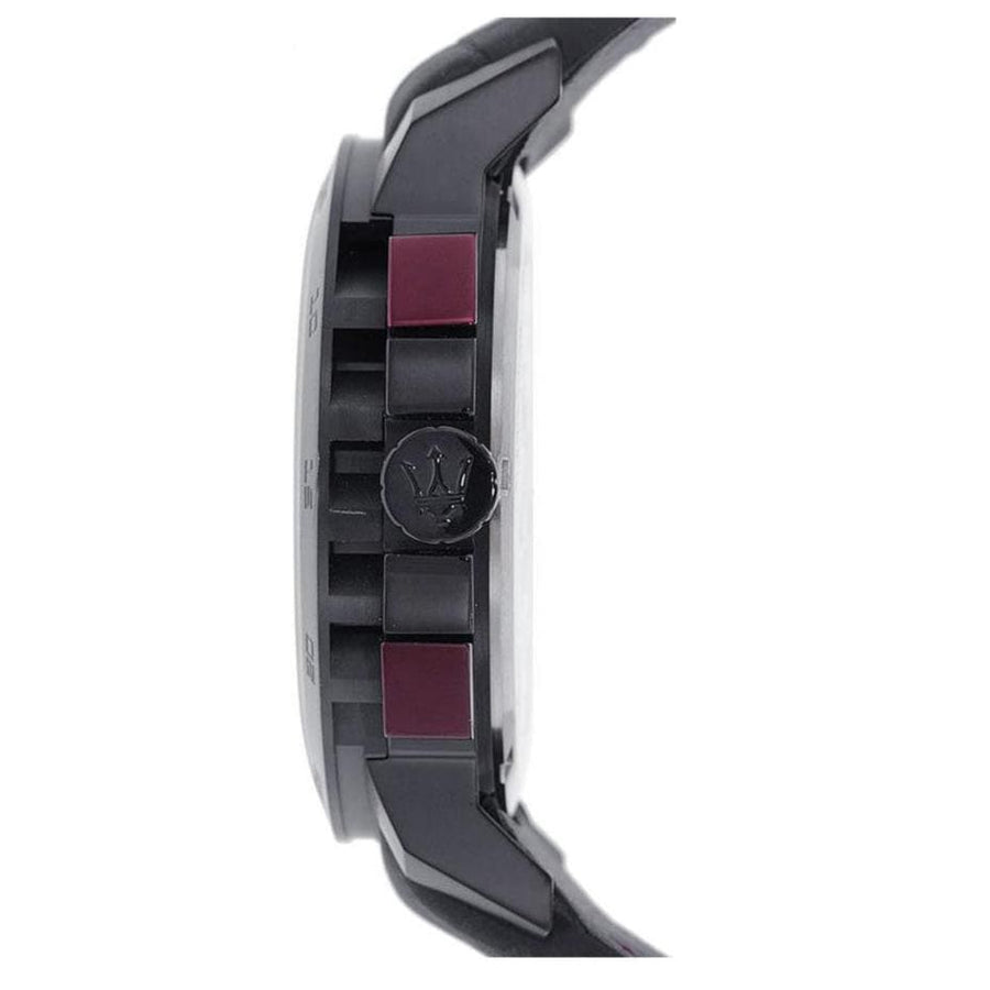 Maserati Ingegno Chronograph Black Dial Black Leather Strap Watch For Men - R8871619003