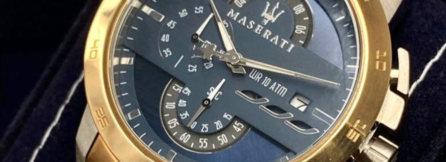 Maserati Ingegno Chronograph Blue Dial Two Tone Steel Strap Watch for Men - R8873619002