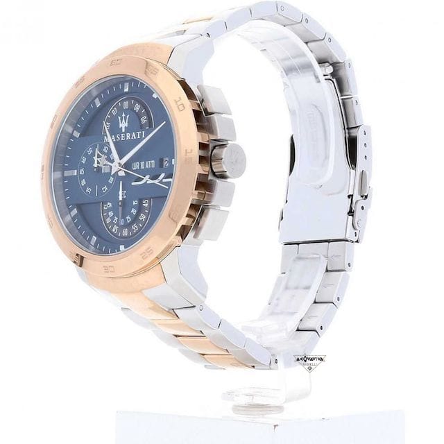 Maserati Ingegno Chronograph Blue Dial Two Tone Steel Strap Watch for Men - R8873619002