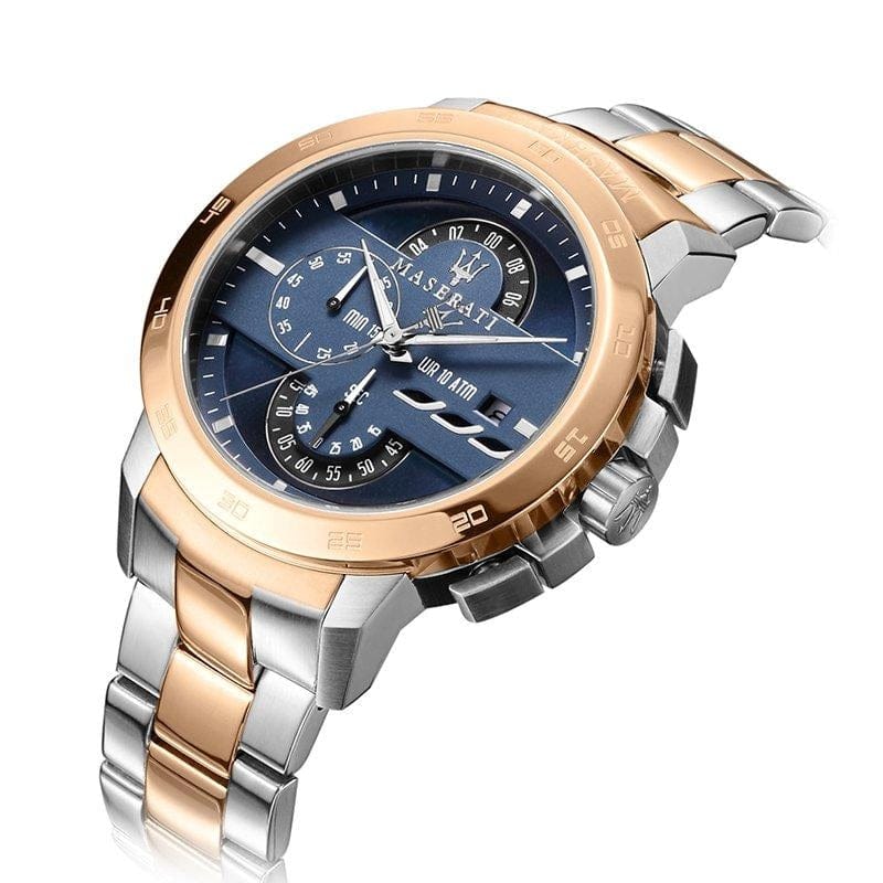 Maserati Ingegno Chronograph Blue Dial Two Tone Steel Strap Watch for Men - R8873619002
