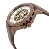 Maserati Ingegno Automatic White Skeleton Dial Brown Leather Strap Watch For Men - R8821119003