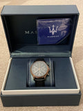 Maserati Legend Chronograph Black Dial Black Leather Strap Watch For Men - R8871638001