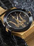 Maserati Potenza Quartz Black Dial Gold Mesh Bracelet Watch For Men - R8853108006