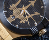 Maserati Potenza Quartz Black Dial Gold Mesh Bracelet Watch For Men - R8853108006