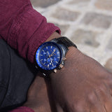 Maserati SFIDA Chronograph Blue Dial Grey Steel Strap Watch For Men - R8873640001