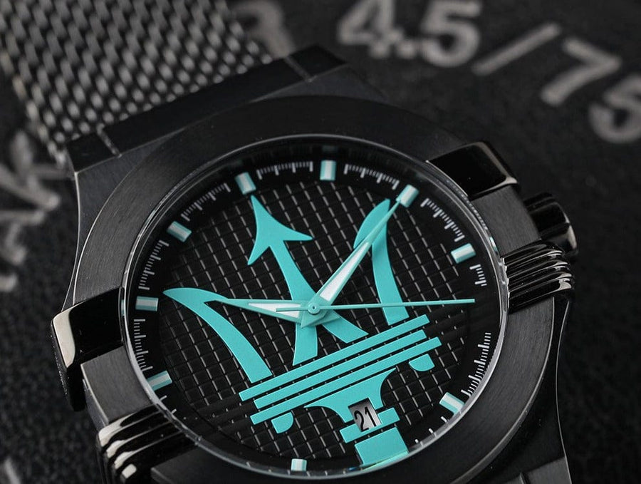 Maserati Potenza Aqua Edition Black Dial Black Mesh Bracelet Watch For Men - R8853144002