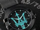 Maserati Potenza Aqua Edition Black Dial Black Mesh Bracelet Watch For Men - R8853144002