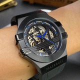 Maserati Potenza Automatic Black Dial Black Leather Strap Watch For Men - R8821108009