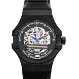 Maserati Potenza Automatic Black Dial Black Leather Strap Watch For Men - R8821108009