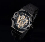 Maserati Potenza Automatic Black Dial Black Leather Strap Watch For Men - R8821108036