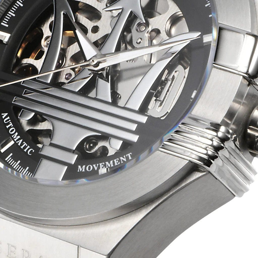 Maserati Potenza Automatic Black Dial Black Leather Strap Watch For Men - R8821108038