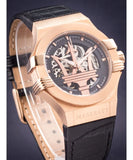 Maserati Potenza Automatic Rose Gold Dial Black Leather Strap Watch For Men - R8821108002