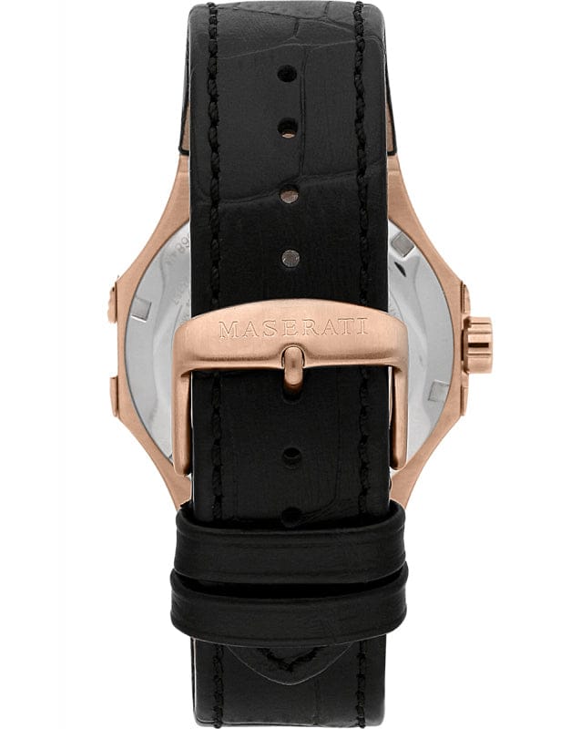 Maserati Potenza Automatic Skeleton Black Dial Black Leather Strap Watch For Men - R8821108039