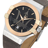 Maserati Potenza Black Dial Brown Leather Strap Watch For Men - R8851108014