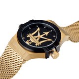 Maserati Potenza Quartz Black Dial Gold Mesh Bracelet Watch For Men - R8853108006