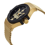 Maserati Potenza Quartz Black Dial Gold Mesh Bracelet Watch For Men - R8853108006