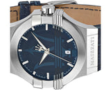 Maserati Potenza Blue Dial Blue Leather Strap Watch For Men - R8851108015