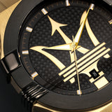 Maserati Potenza Quartz Black Dial Gold Mesh Bracelet Watch For Men - R8853108006