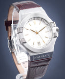 Maserati Potenza Silver Dial Brown Leather Strap Watch For Women - R8851108506