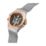 Maserati Potenza Quartz Grey Dial Silver Mesh Bracelet Watch For Men - R8853108007