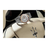 Maserati Epoca Automatic White Dial Silver Mesh Bracelet Watch For Men - R8823118001