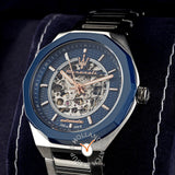 Maserati Stile Automatic Skeleton Silver Dial Silver Steel Strap Watch For Men - R8823142004