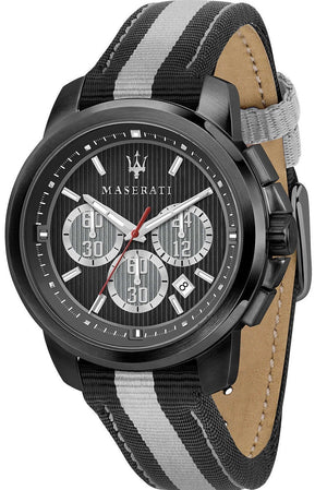 Maserati Royale 44mm Black Dial Stainless Steel Fiber Strap Watch For Men - R8871637002