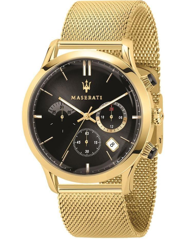 Maserati Ricordo Chronograph Black Dial Stainless Steel Mesh Bracelet Watch For Men - R8873633003