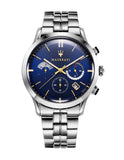 Maserati Ricordo Chronograph Blue Dial Silver Steel Strap Watch For Men - R8873633001