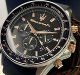 Maserati SFIDA 44mm Black Silicon Chronograph Watch For Men - R8871640002