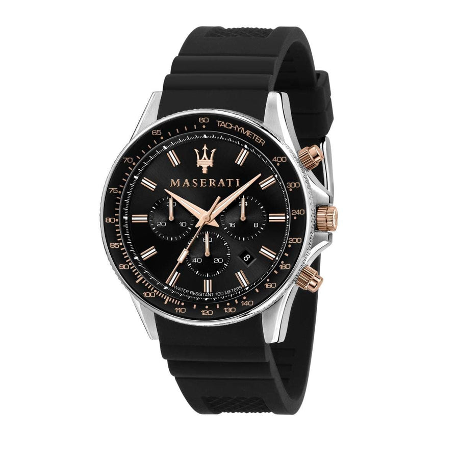 Maserati SFIDA 44mm Black Silicon Chronograph Watch For Men - R8871640002