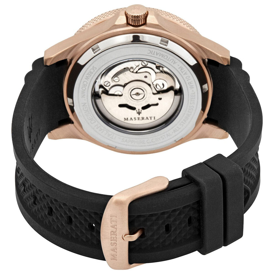 Maserati SFIDA Automatic Black Dial Black Rubber Strap Watch For Men - R8821140001