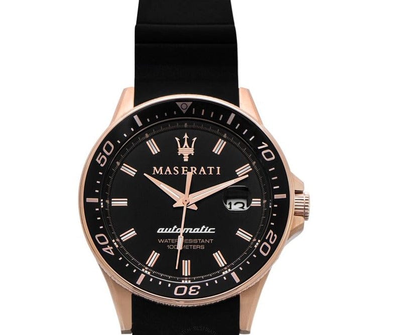Maserati SFIDA Automatic Black Dial Black Rubber Strap Watch For Men - R8821140001