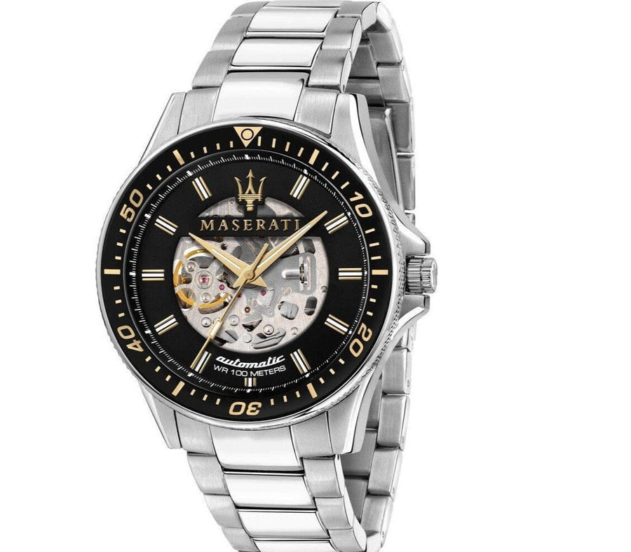 Maserati SFIDA Automatic Black Dial Silver Steel Strap Watch For Men - R8823140002