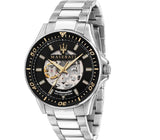 Maserati SFIDA Automatic Black Dial Silver Steel Strap Watch For Men - R8823140002