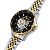Maserati SFIDA Automatic Skeleton Black Dial Two Tone Steel Strap Watch For Men - R8823140010