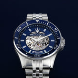 Maserati SFIDA Automatic Skeleton Blue Dial Silver Steel Strap Watch For Men - R882314001