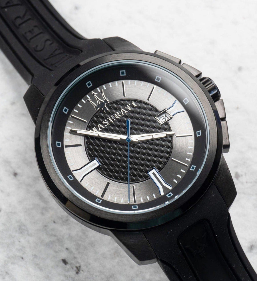 Maserati SFIDA Black Dial Black Rubber Strap Watch For Men - R8851123004